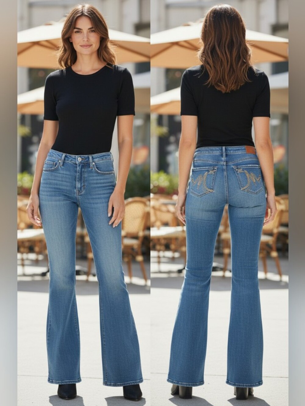 Maurices Molli Flare Jeans Womens Size 13/14 Long Medium Wash Blue Denim